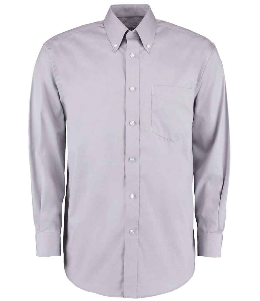 Kustom Kit Premium Long Sleeve Classic Fit Oxford Shirt - Silver