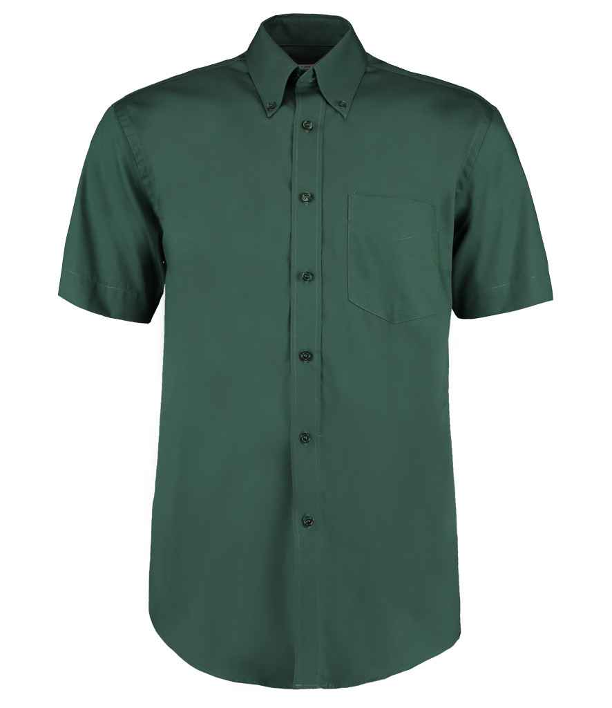 Kustom Kit Premium Short Sleeve Classic Fit Oxford Shirt - Bottle Green