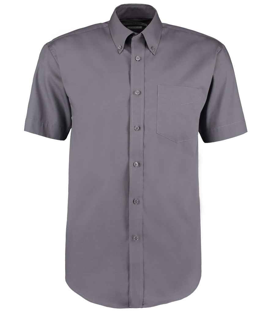 Kustom Kit Premium Short Sleeve Classic Fit Oxford Shirt - Charcoal