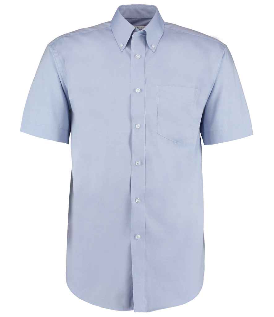 Kustom Kit Premium Short Sleeve Classic Fit Oxford Shirt - Light Blue