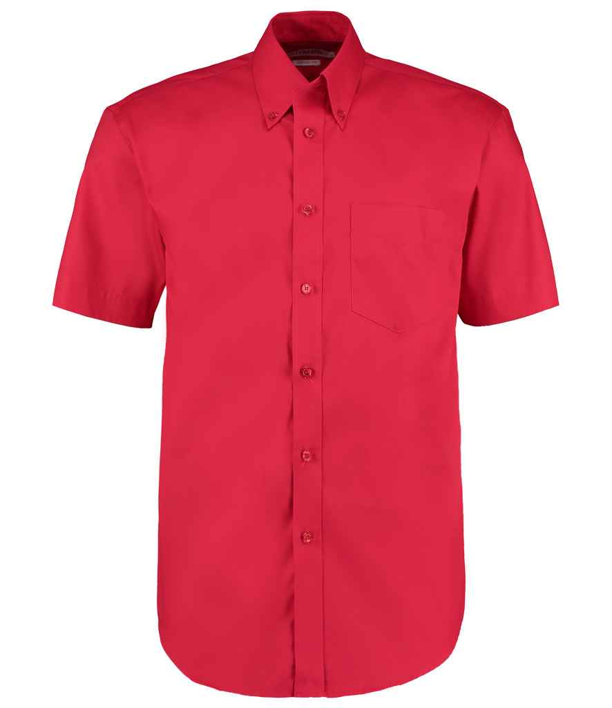Kustom Kit Premium Short Sleeve Classic Fit Oxford Shirt - Red