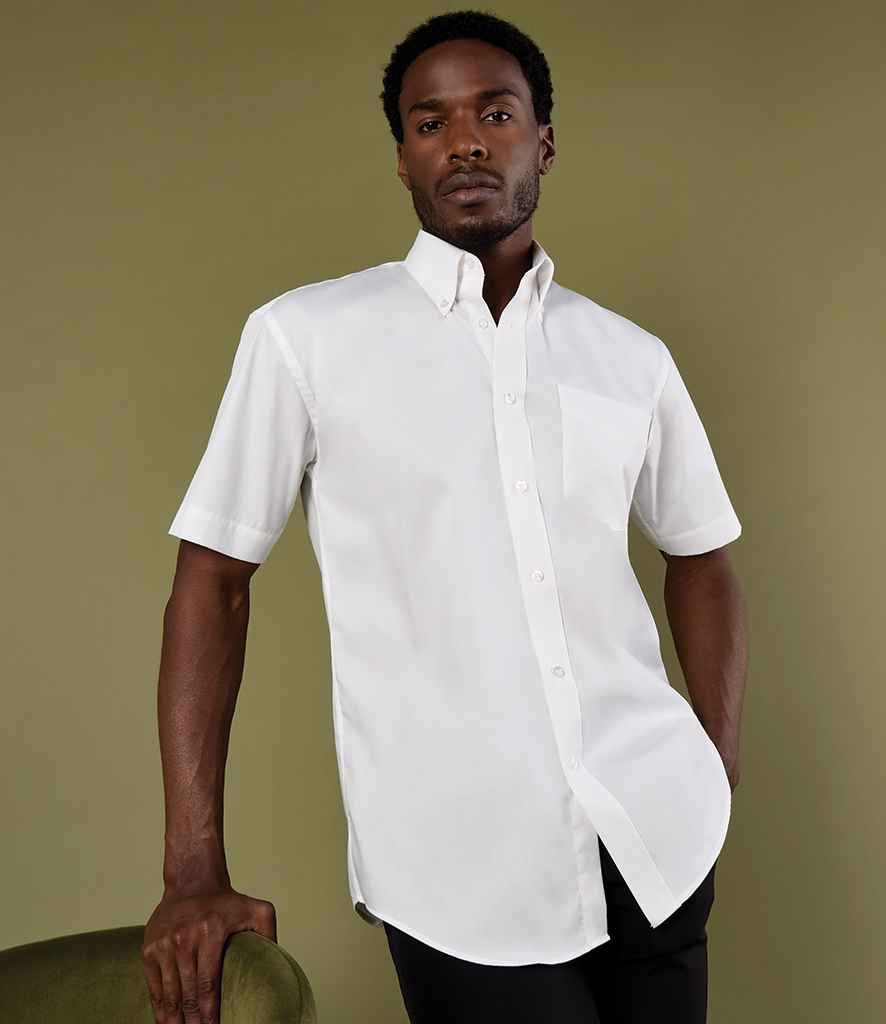 Kustom Kit Premium Short Sleeve Classic Fit Oxford Shirt - White