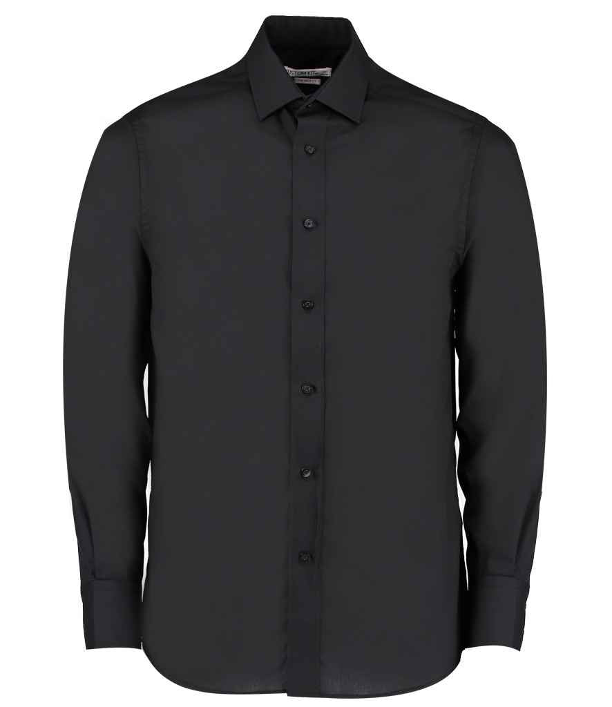 Kustom Kit Long Sleeve Tailored Business Shirt - Black