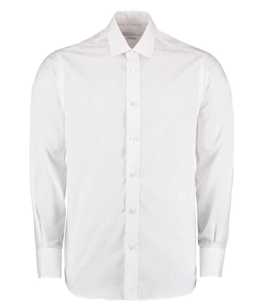 Kustom Kit Long Sleeve Tailored Business Shirt - White