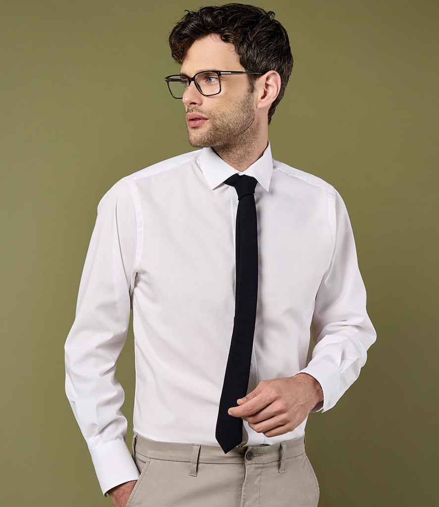 Kustom Kit Long Sleeve Tailored Business Shirt - White