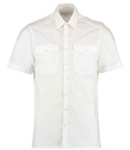 Kustom Kit Short Sleeve Tailored Pilot Shirt - White