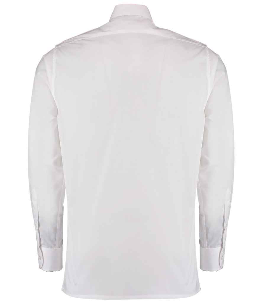 Kustom Kit Long Sleeve Tailored Pilot Shirt - White