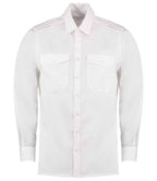 Kustom Kit Long Sleeve Tailored Pilot Shirt - White