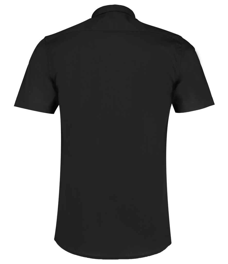 Kustom Kit Short Sleeve Tailored Poplin Shirt - Black
