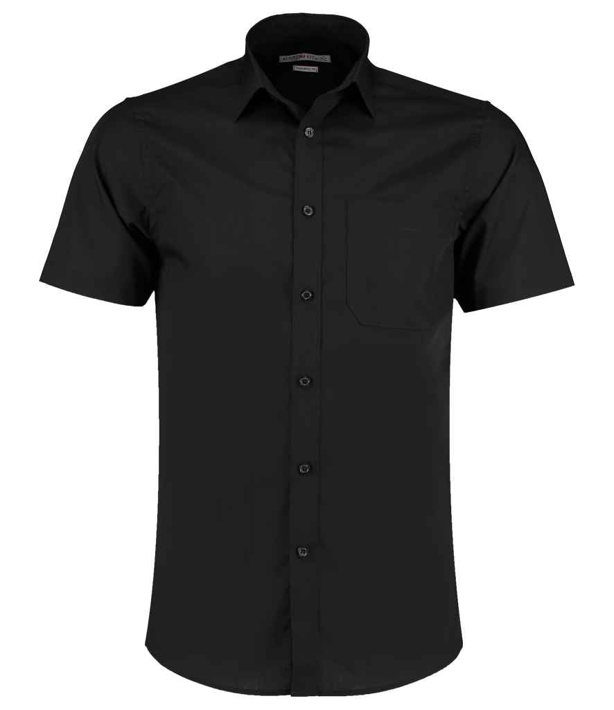 Kustom Kit Short Sleeve Tailored Poplin Shirt - Black