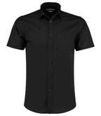 Kustom Kit Short Sleeve Tailored Poplin Shirt - Black