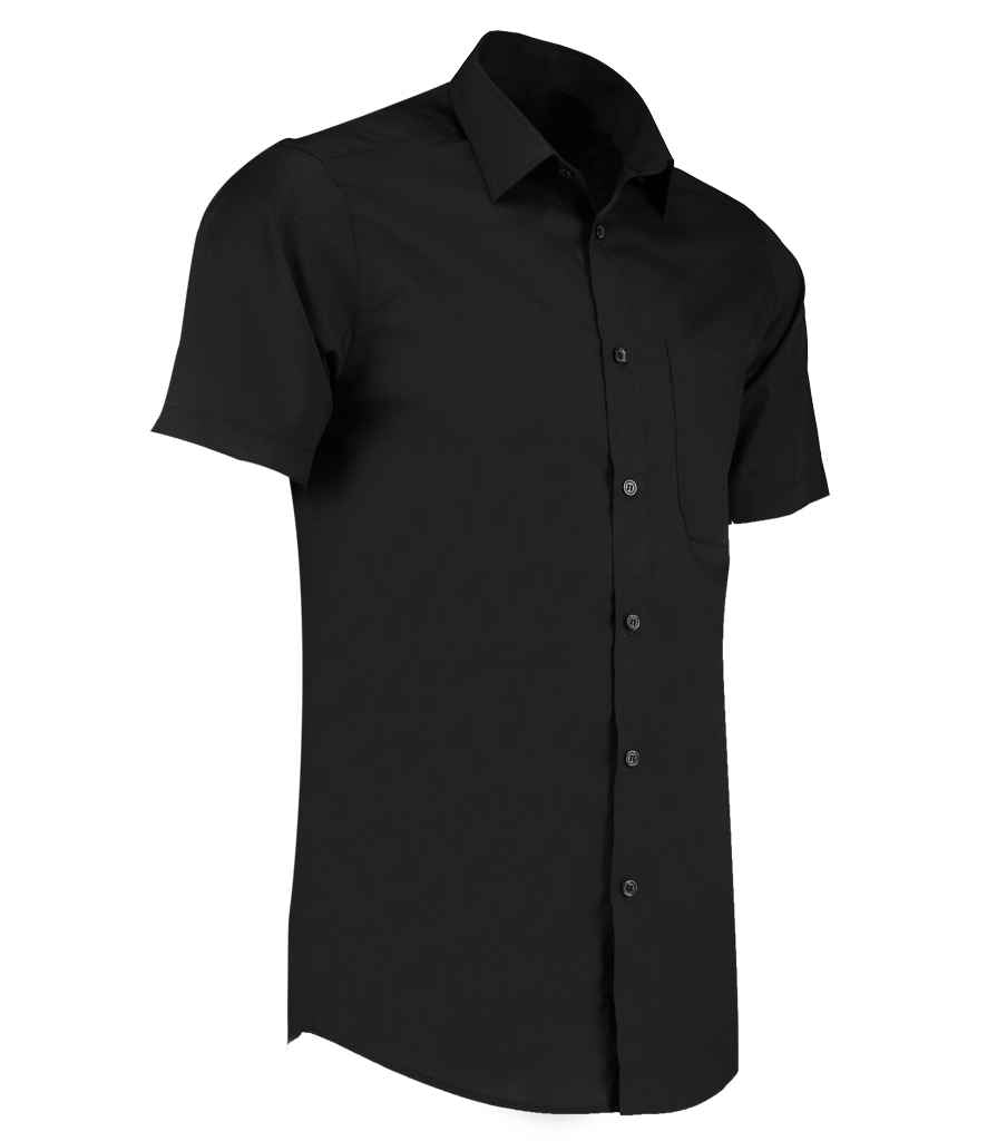 Kustom Kit Short Sleeve Tailored Poplin Shirt - Black