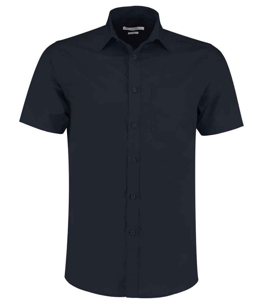 Kustom Kit Short Sleeve Tailored Poplin Shirt - Dark Navy