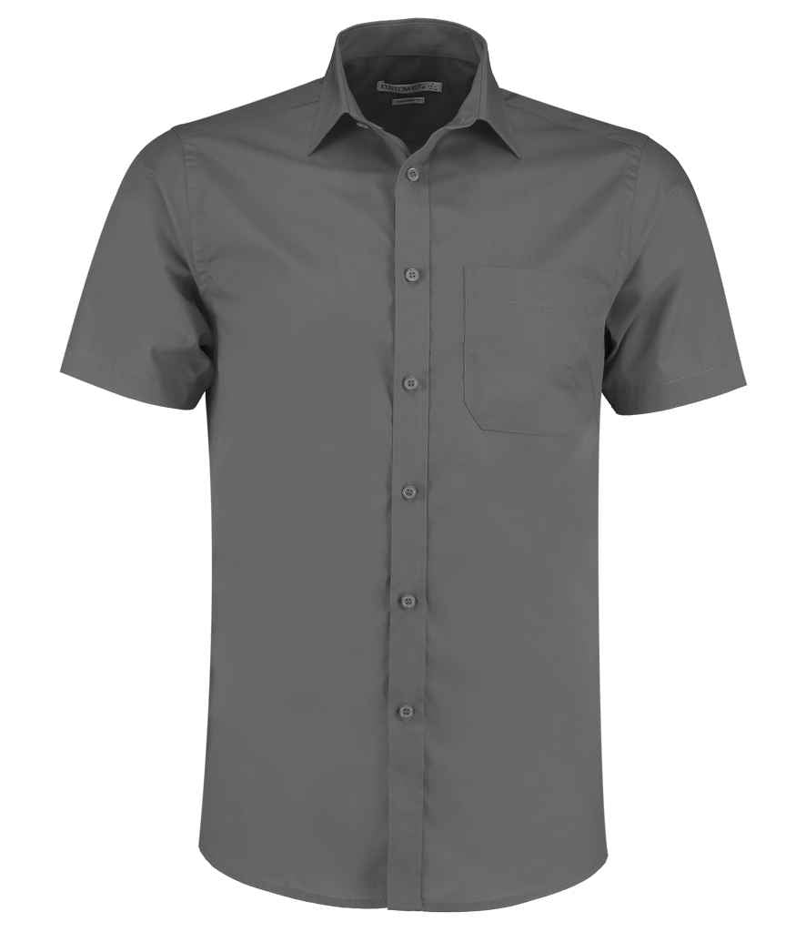 Kustom Kit Short Sleeve Tailored Poplin Shirt - Graphite Grey