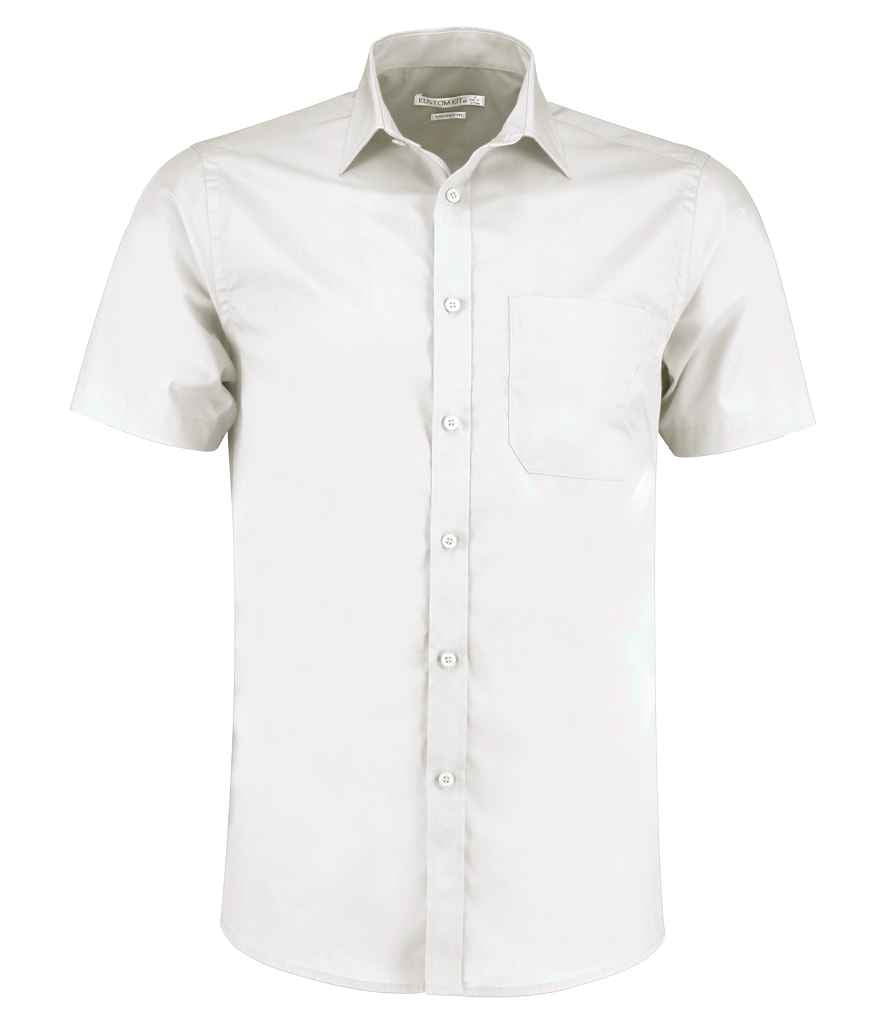 Kustom Kit Short Sleeve Tailored Poplin Shirt - White