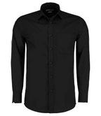 Kustom Kit Long Sleeve Tailored Poplin Shirt - Black