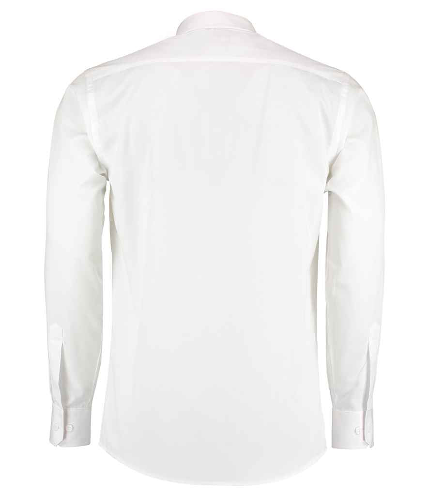 Kustom Kit Long Sleeve Tailored Poplin Shirt - White