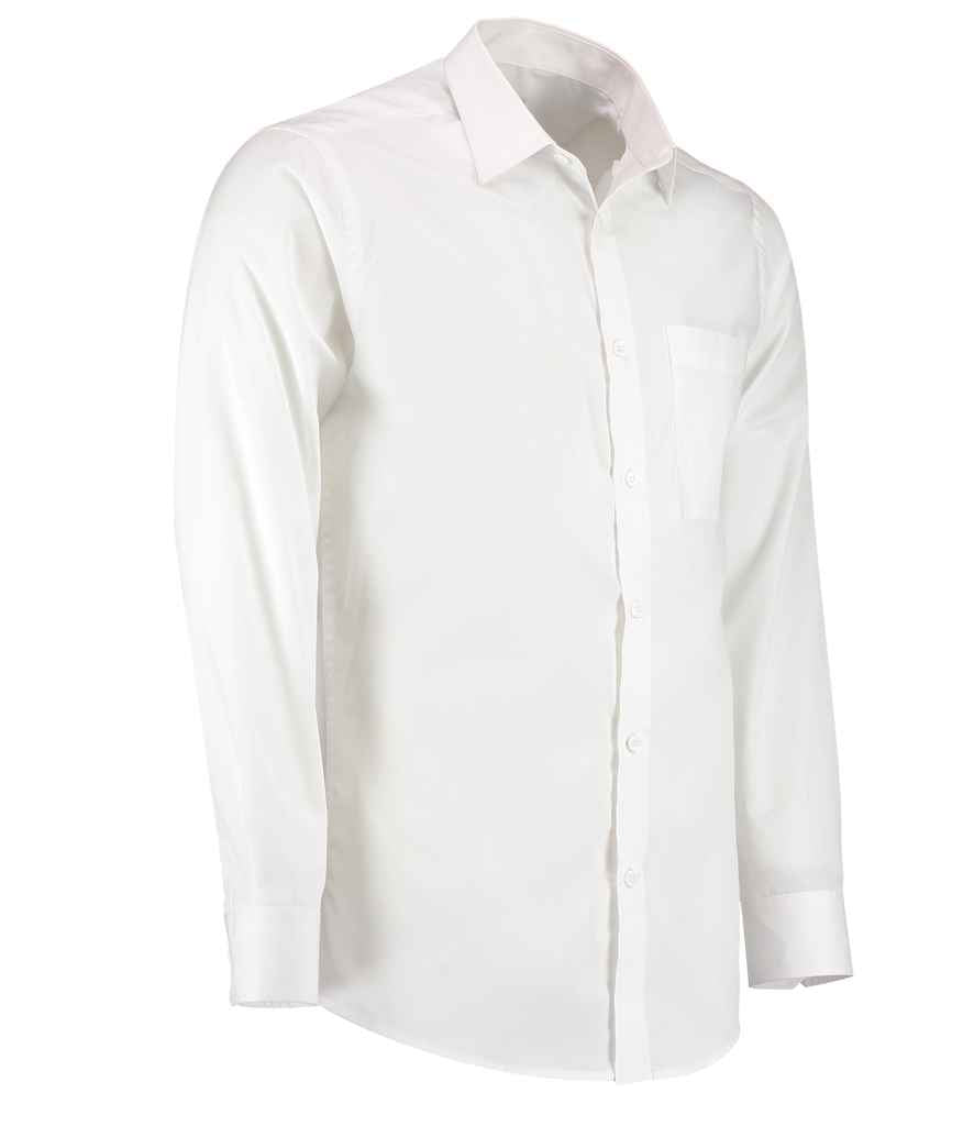 Kustom Kit Long Sleeve Tailored Poplin Shirt - White