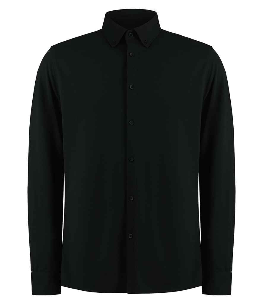 Kustom Kit Long Sleeve Superwash® 60°C Piqué Shirt - Black