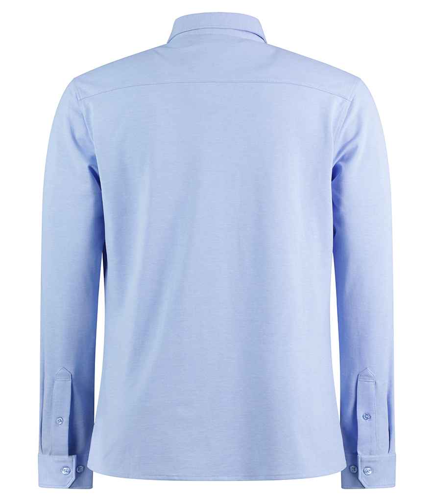 Kustom Kit Long Sleeve Superwash® 60°C Piqué Shirt - Light Heather Blue