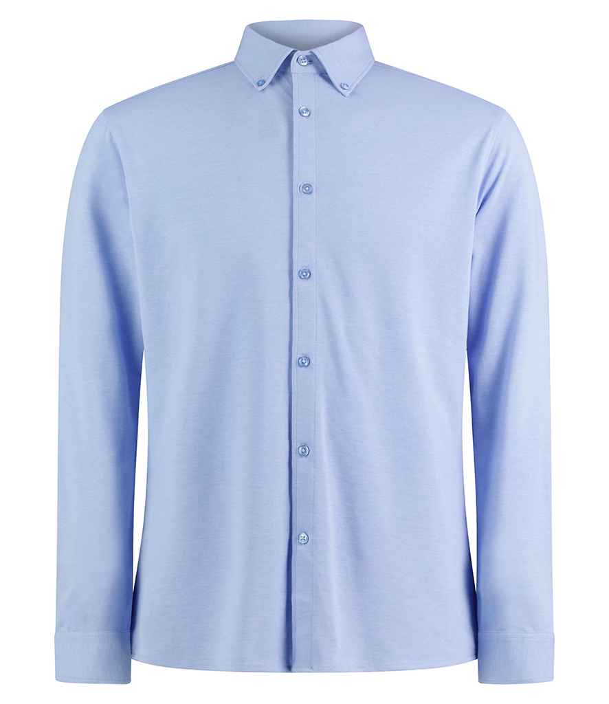 Kustom Kit Long Sleeve Superwash® 60°C Piqué Shirt - Light Heather Blue