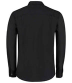 Kustom Kit Long Sleeve Tailored Mandarin Collar Shirt - Black