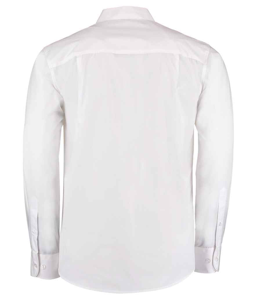 Kustom Kit Long Sleeve Tailored Mandarin Collar Shirt - White