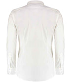 Kustom Kit Slim Fit Stretch Long Sleeve Oxford Shirt - White