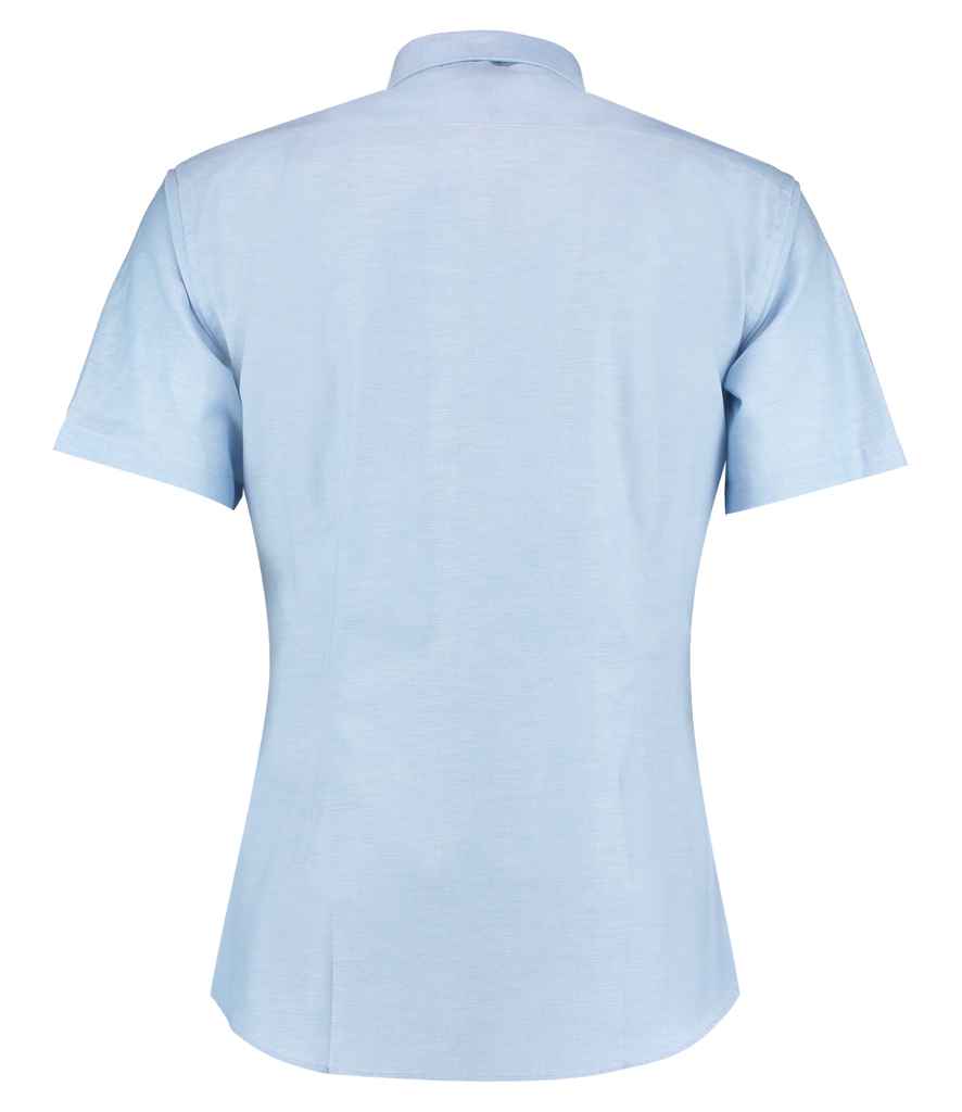 Kustom Kit Short Sleeve Slim Fit Oxford Shirt - Light Blue