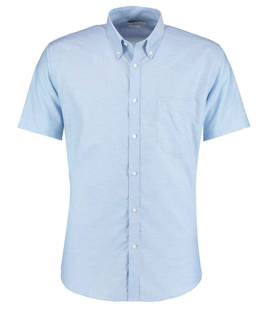 Kustom Kit Short Sleeve Slim Fit Oxford Shirt - Light Blue