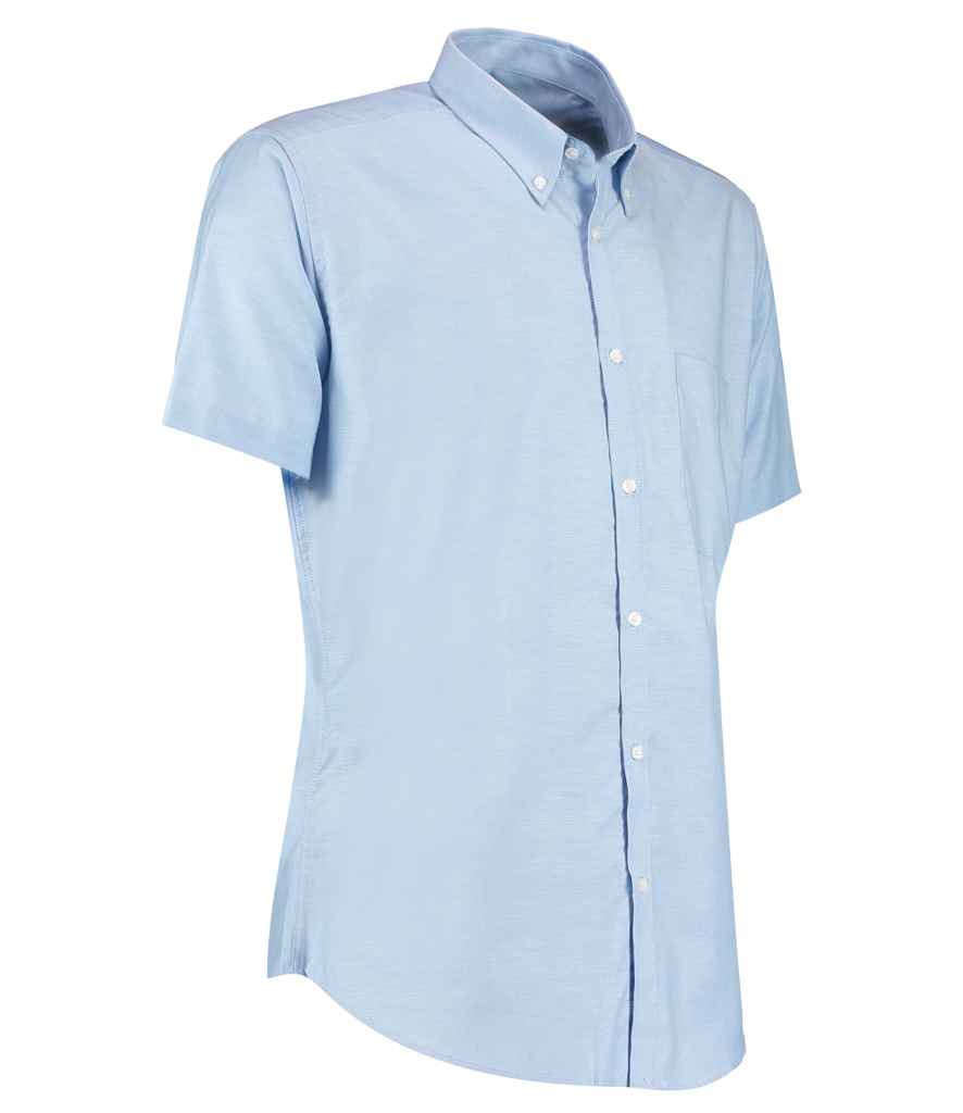 Kustom Kit Short Sleeve Slim Fit Oxford Shirt - Light Blue