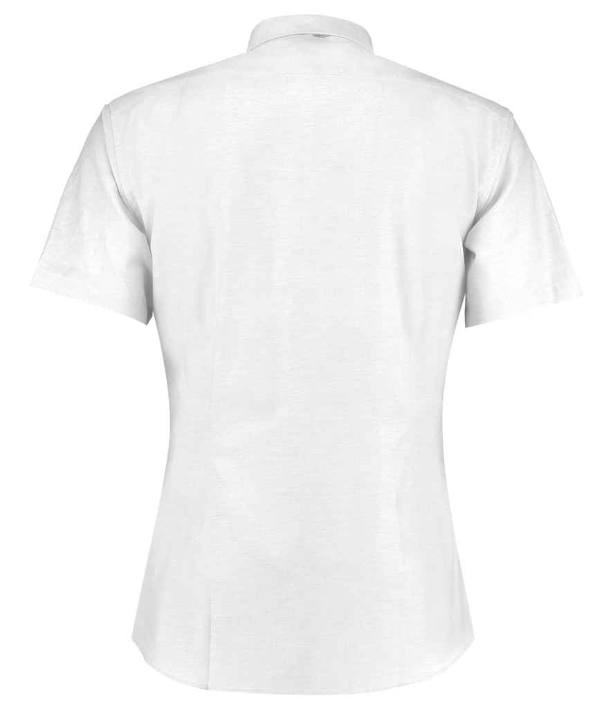 Kustom Kit Short Sleeve Slim Fit Oxford Shirt - White