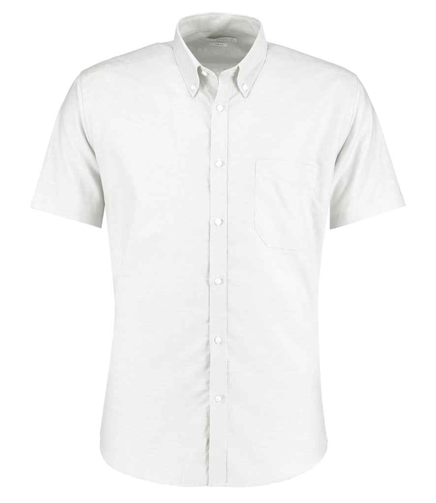 Kustom Kit Short Sleeve Slim Fit Oxford Shirt - White