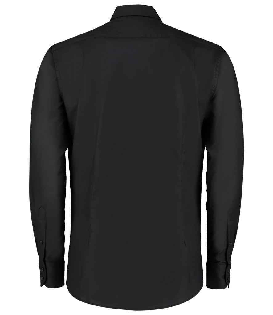 Kustom Kit Long Sleeve Slim Fit Workwear Oxford Shirt - Black