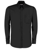 Kustom Kit Long Sleeve Slim Fit Workwear Oxford Shirt - Black