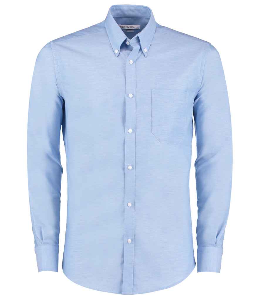 Kustom Kit Long Sleeve Slim Fit Workwear Oxford Shirt - Light Blue