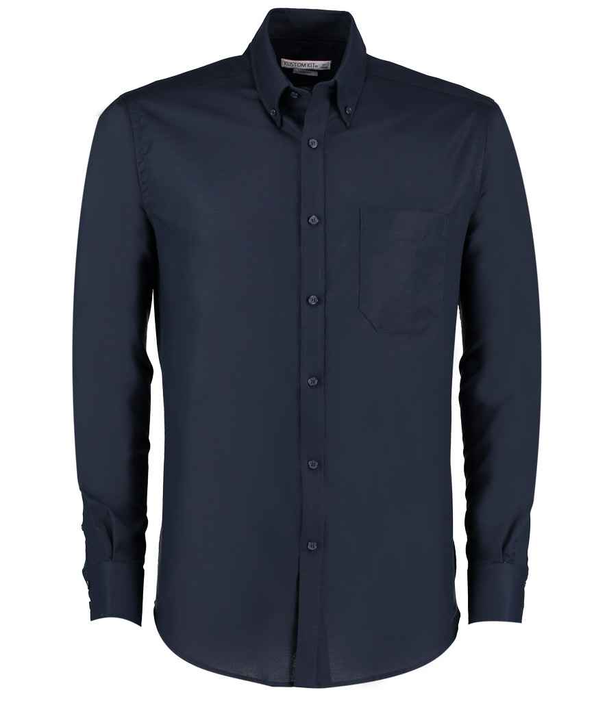 Kustom Kit Long Sleeve Slim Fit Workwear Oxford Shirt - Navy