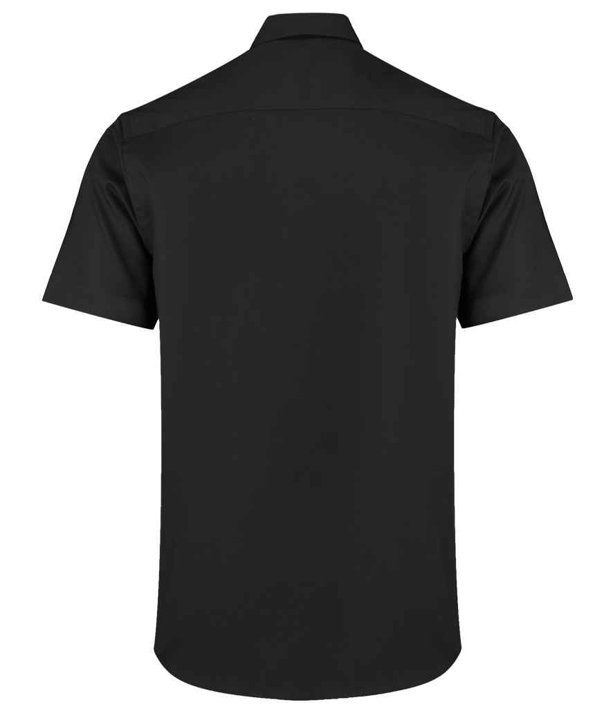 Kustom Kit Premium Short Sleeve Tailored Oxford Shirt - Black