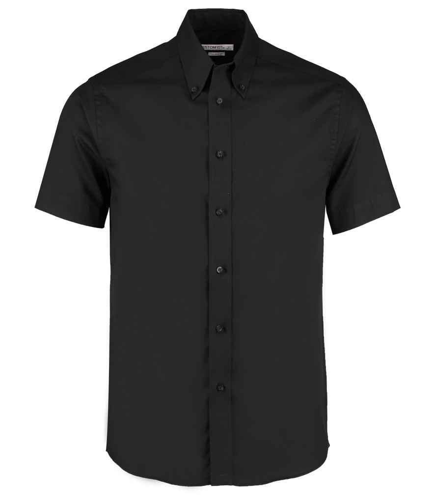 Kustom Kit Premium Short Sleeve Tailored Oxford Shirt - Black