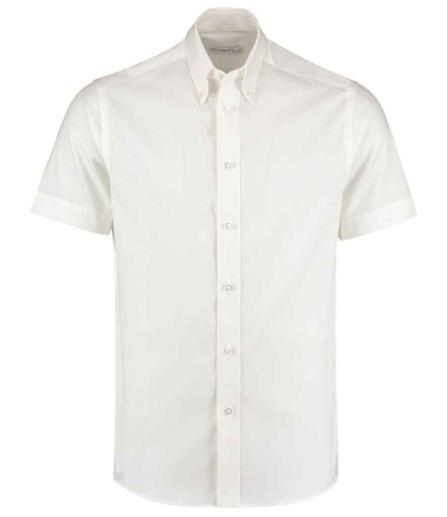 Kustom Kit Premium Short Sleeve Tailored Oxford Shirt - White