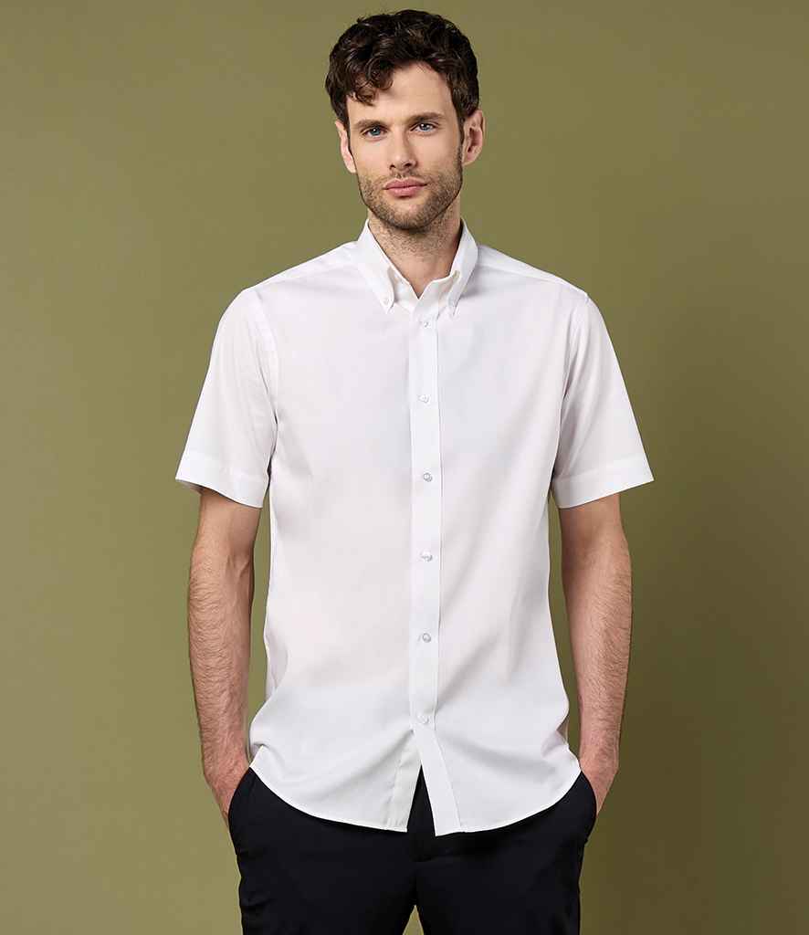 Kustom Kit Premium Short Sleeve Tailored Oxford Shirt - White