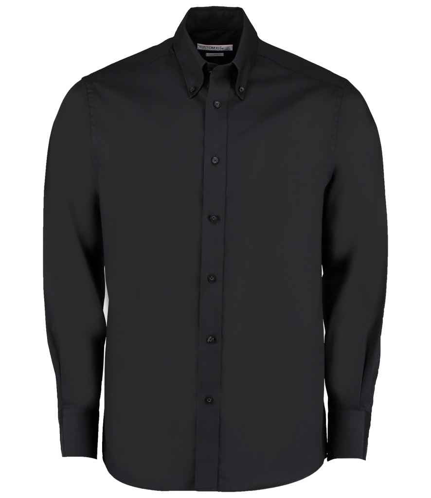 Kustom Kit Premium Long Sleeve Tailored Oxford Shirt - Black