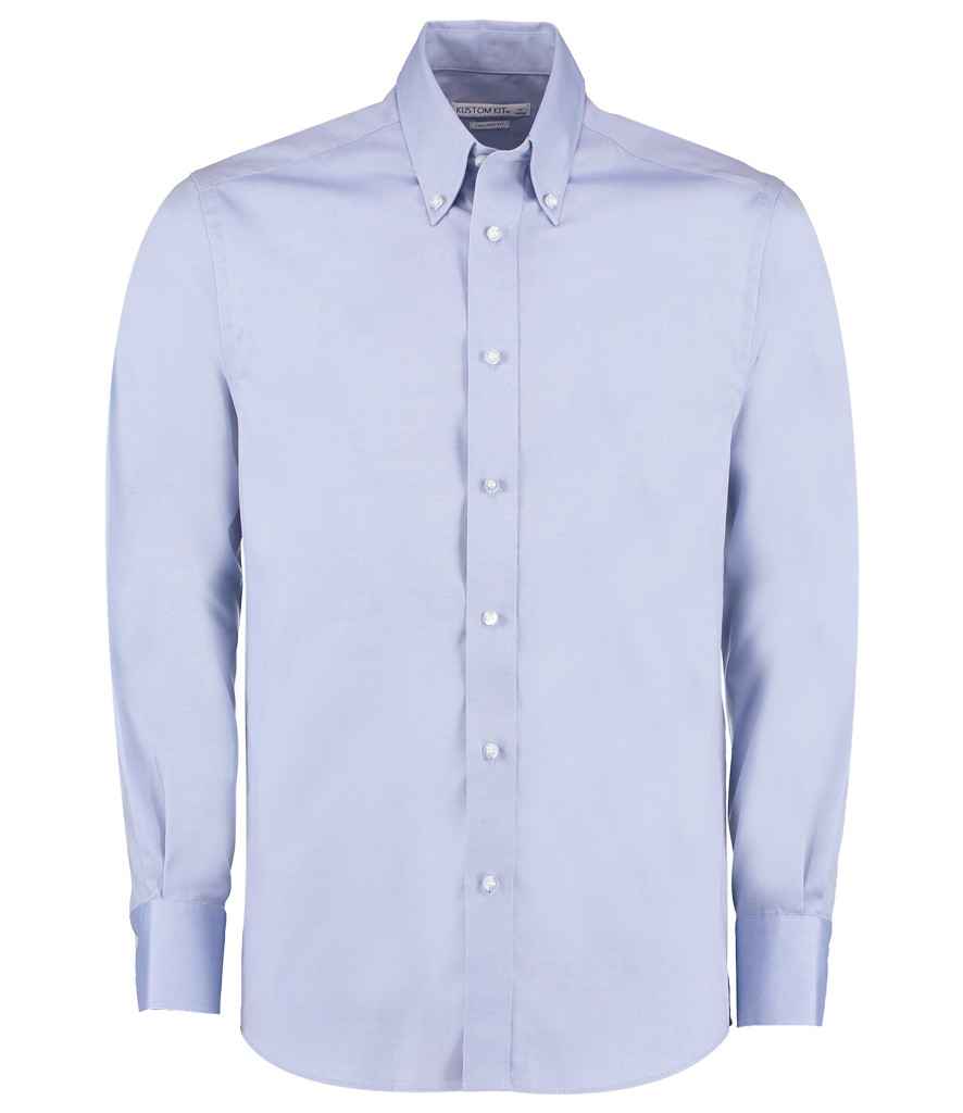Kustom Kit Premium Long Sleeve Tailored Oxford Shirt - Light Blue