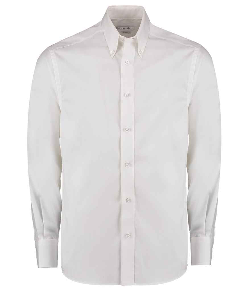 Kustom Kit Premium Long Sleeve Tailored Oxford Shirt - White
