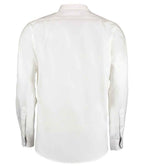 Kustom Kit Premium Long Sleeve Contrast Tailored Oxford Shirt - White/Navy