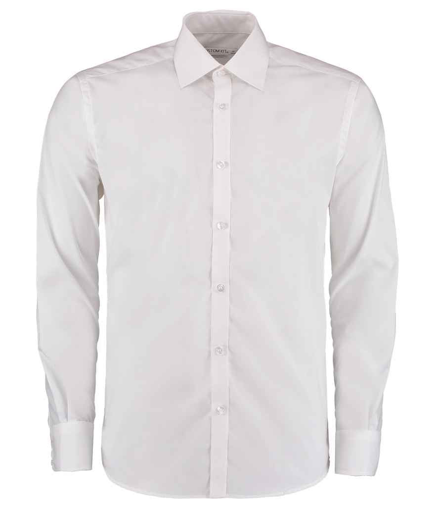 Kustom Kit Long Sleeve Slim Fit Business Shirt - White