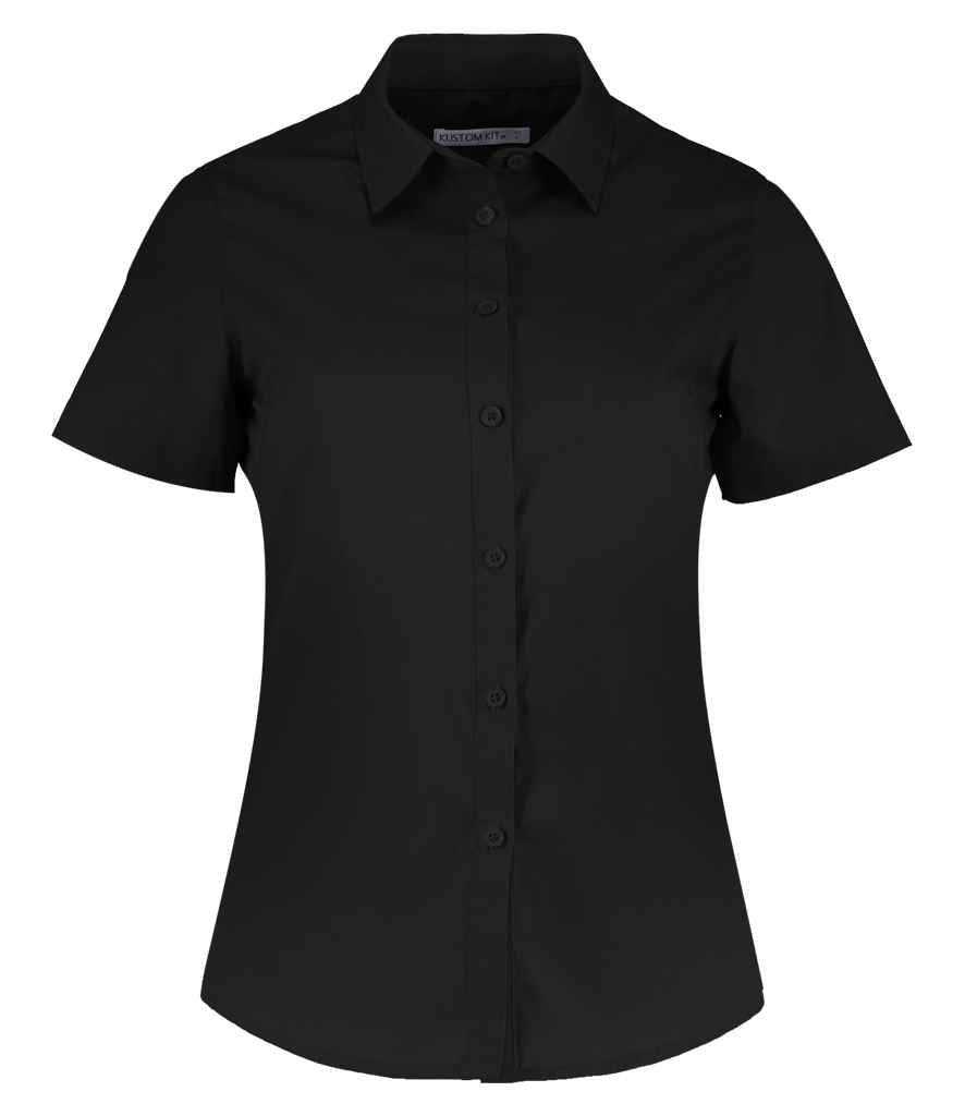 Kustom Kit Ladies Short Sleeve Tailored Poplin Shirt - Black
