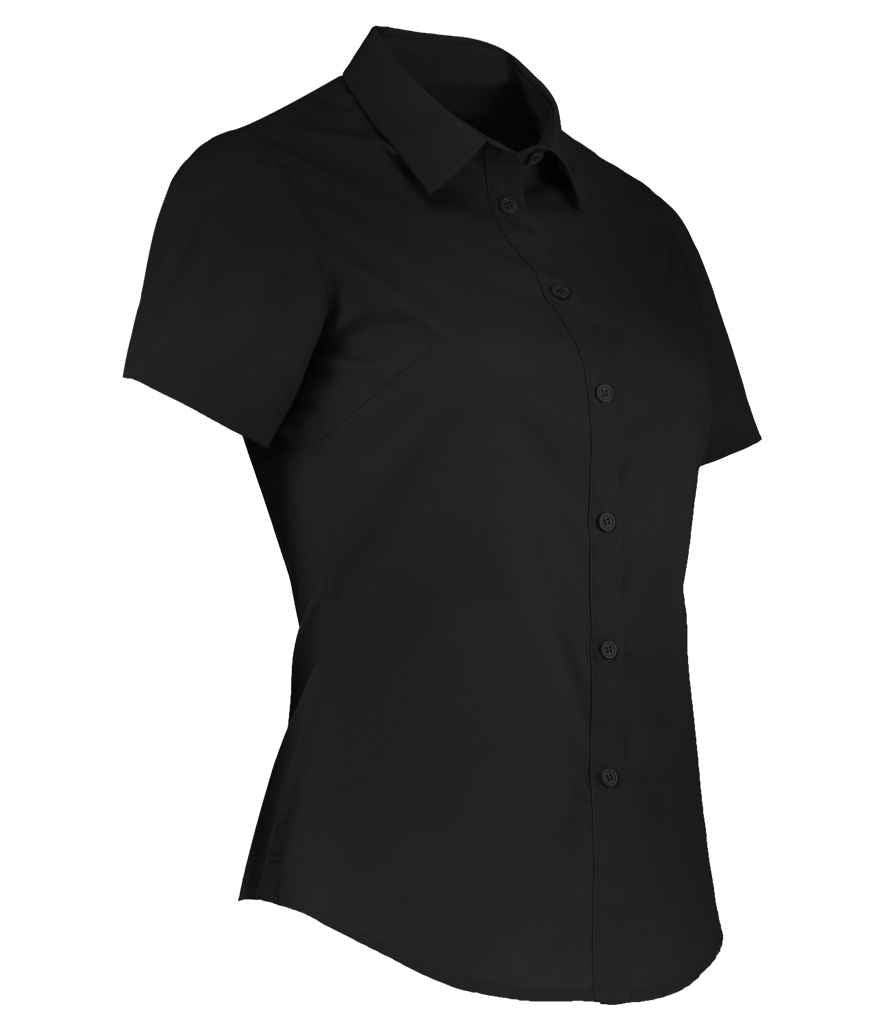 Kustom Kit Ladies Short Sleeve Tailored Poplin Shirt - Black