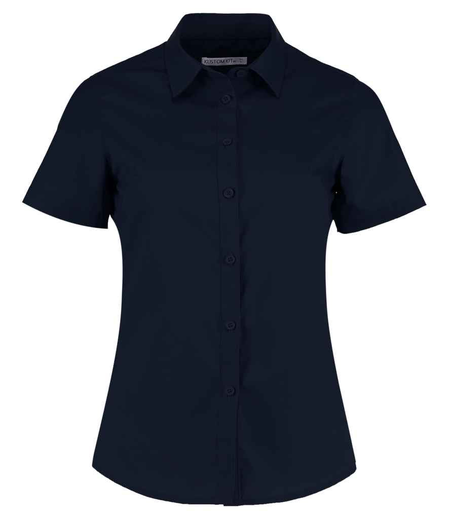 Kustom Kit Ladies Short Sleeve Tailored Poplin Shirt - Dark Navy