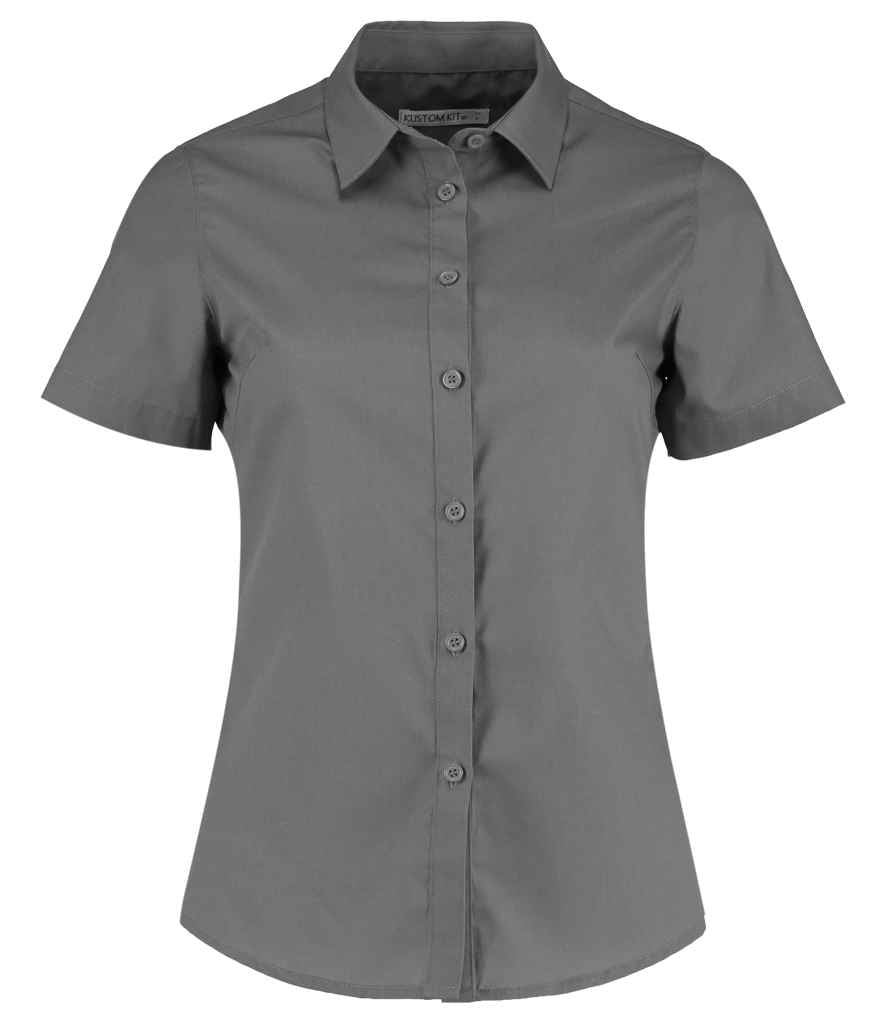 Kustom Kit Ladies Short Sleeve Tailored Poplin Shirt - Graphite Grey
